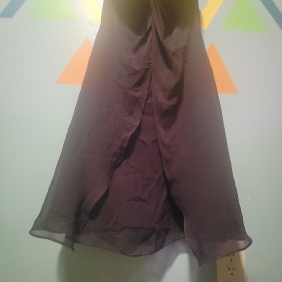 Bill Levkoff Women's Plum Chiffon Strapless Midlength Bridesmaid Gown Size 4 - Picture 5 of 16